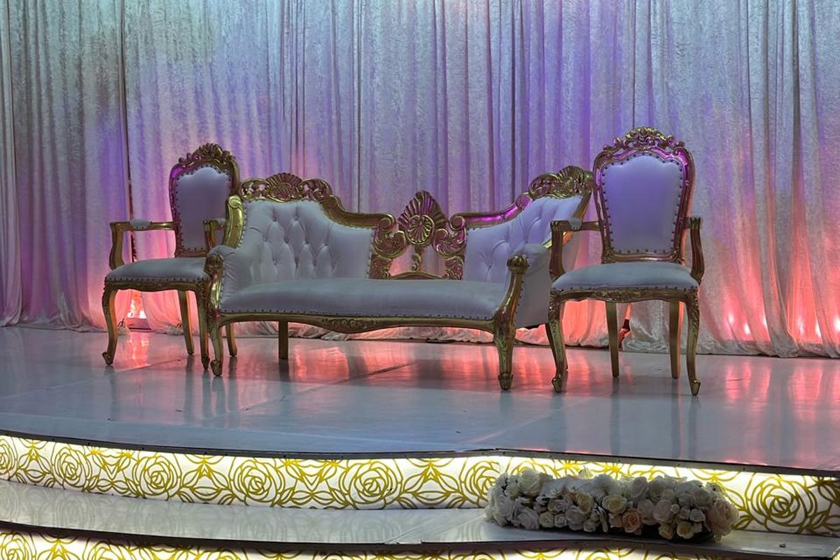 Prince Banqueting Suite main hall with stage and throne seating